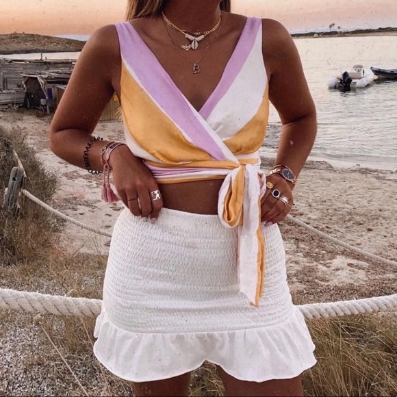 Zara Striped Multicolor Wrap Croptop